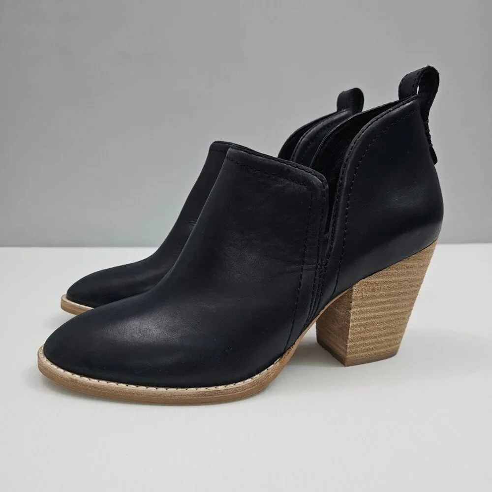 Jeffrey Campbell Rosalee Western Ankle Bootie Womens 8 Black Leather Heel NEW